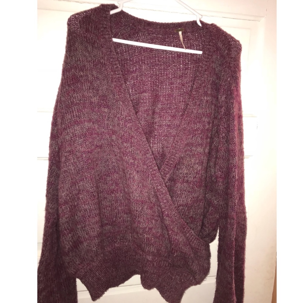 Purple v neck knit Free people sweater
